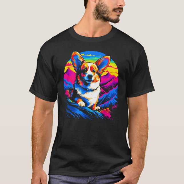 T-shirt Dog Welsh Corgi Mountain (Devant)
