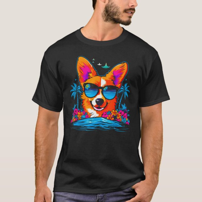 T-shirt Dog Welsh Corgi Summer Vibe (Devant)