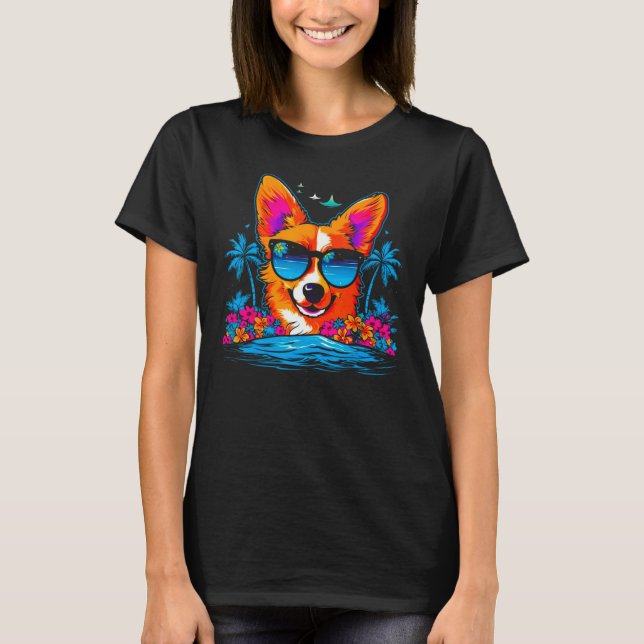 T-shirt Dog Welsh Corgi Summer Vibe (Devant)