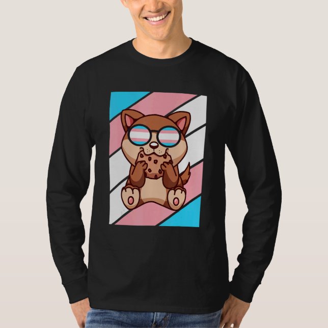 T-shirt Dog With Pride Transgender Flag LGBTQ Proud Ally P (Devant)