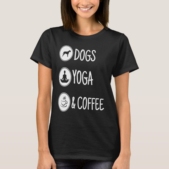 T-shirt Dog yoga and coffee (Devant)