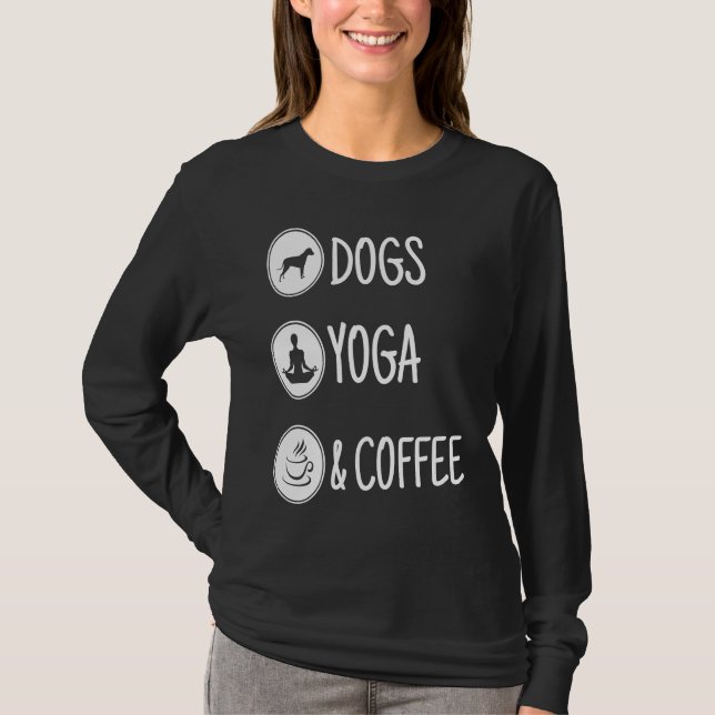 T-shirt Dog yoga and coffee (Devant)