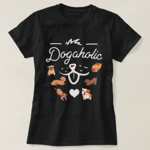 T-shirt dogaholic  T-shirt violet amoureux des chi