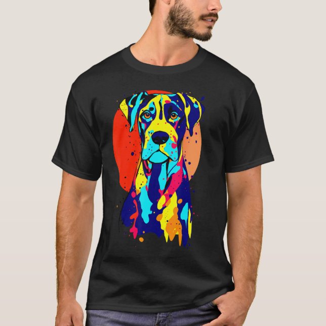 T-shirt Dogbreed Great Dane Pop Colorful (Devant)