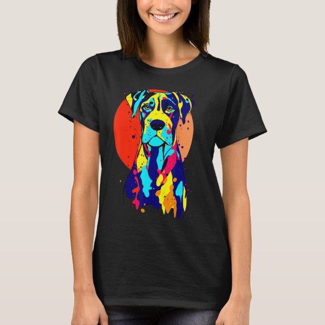 T-shirt Dogbreed Great Dane Pop Colorful (Devant)