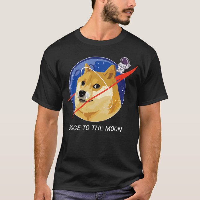 T-shirt Doge À L'Astronaute Lune NASA Shibu Inu Meme Dog (Devant)