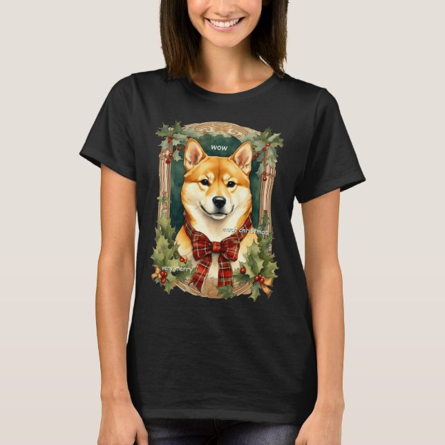 T-shirt Doge Christmas Swea Shiba Inu Mens Long  (Devant)