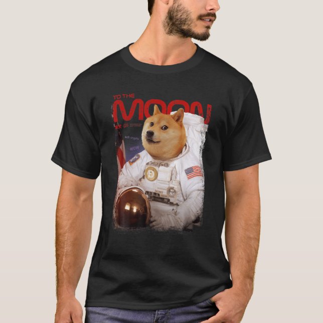 T-shirt DOGE HODL À L'Astronaut Lune DOGE Crypto Mème D (Devant)