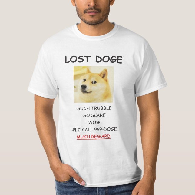 T-shirt Doge Lost Doggo meme BEAUCOUP DE RÉCOMPENSE! (Devant)