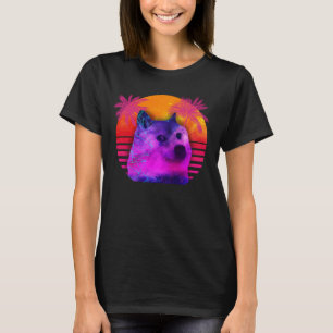 T-shirt Dogecoin 80s Rétro Doge Hodl Jusqu'à la Lune Drôle