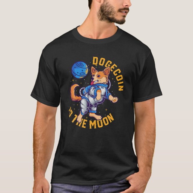 T-shirt Dogecoin À La Lune HODL Crypto Devise Mème Chien (Devant)