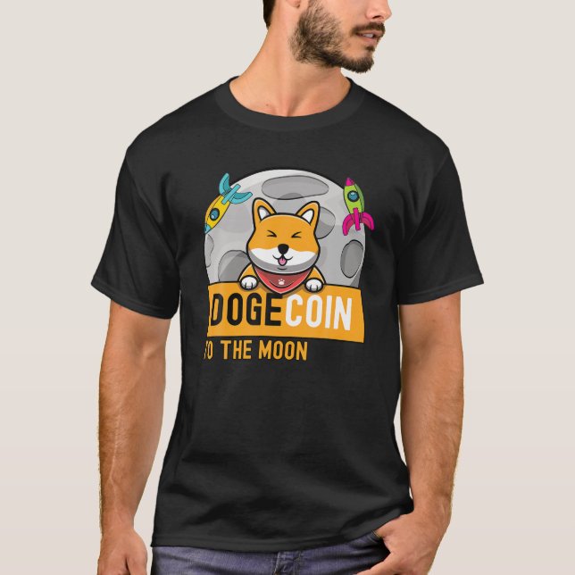 T-shirt Dogecoin À Moon Doge Rocket Crypto Meme (Devant)