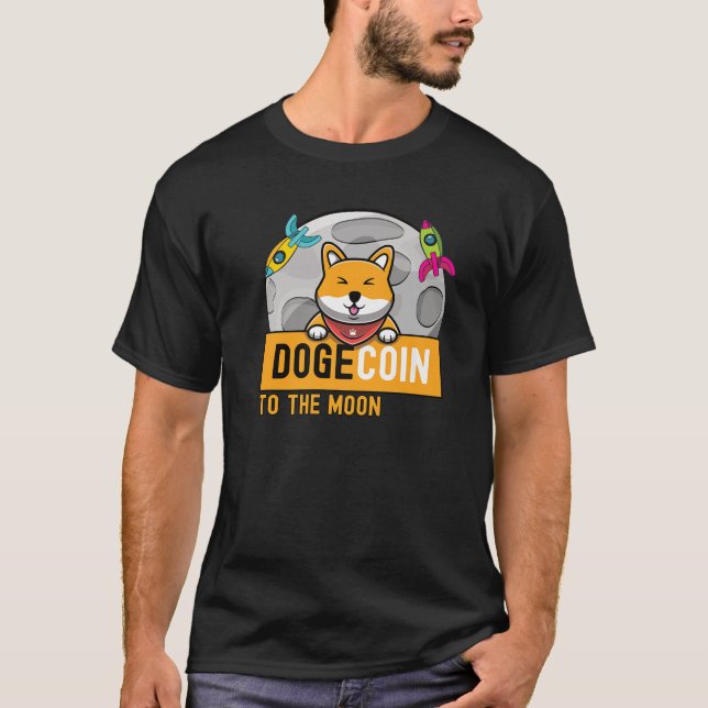 T-shirt Dogecoin À Moon Doge Rocket Crypto Meme (Devant)