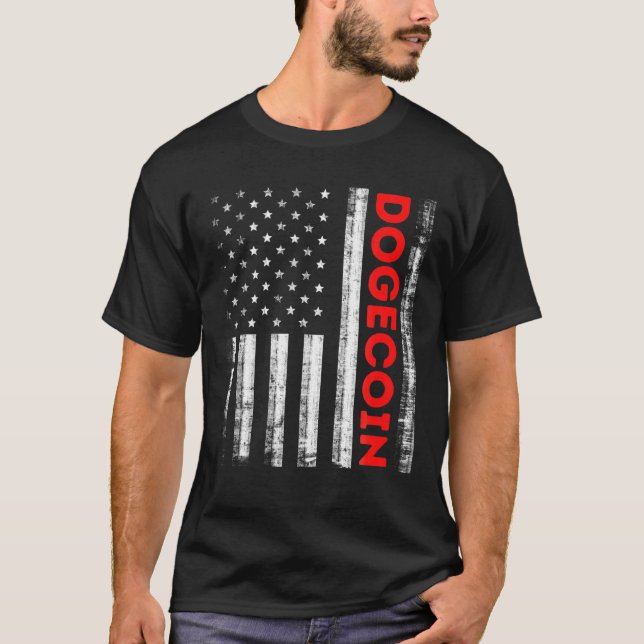 T-shirt Dogecoin Cryptomonnaie Drapeau américain (Devant)