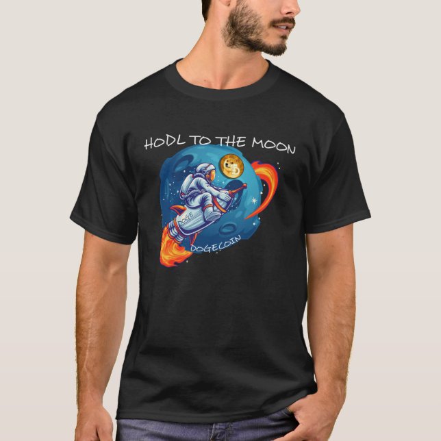 T-shirt Dogecoin HODL To The Moon Crypto Rocket Cryptocurr (Devant)
