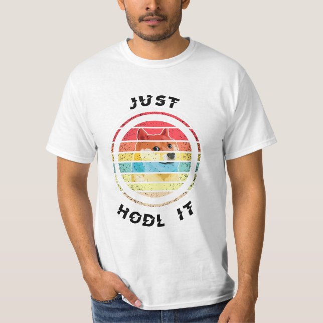 T-shirt Dogecoin Just Hodl It Retro Design (Devant)