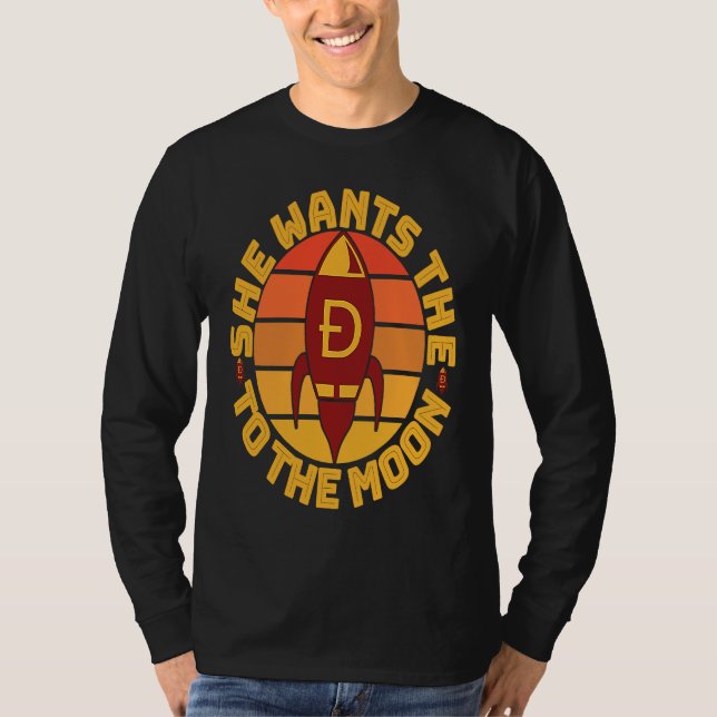 T-shirt Dogecoin  mème Doge Elle veut la fusée D vers  (Devant)