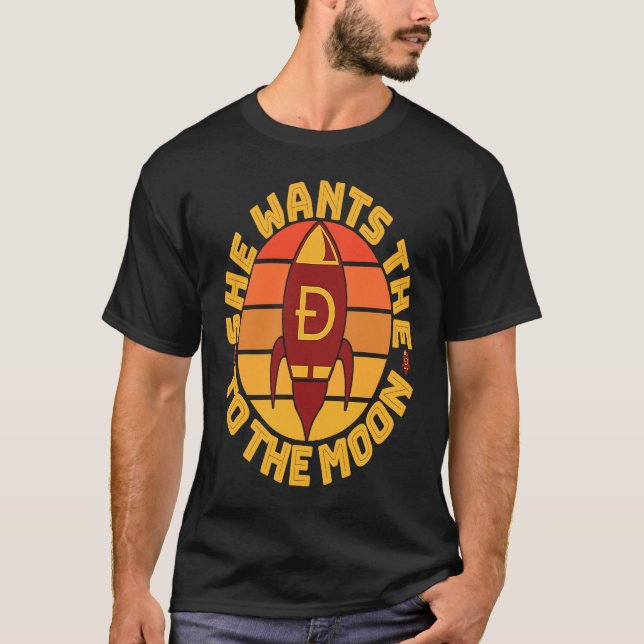 T-shirt Dogecoin  mème Doge Elle veut la fusée D vers  (Devant)