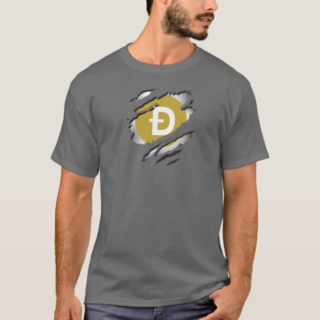 T-shirt Dogecoin Torn Image avec logo Reveal Underneto (Devant)