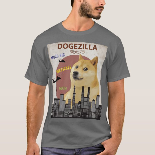 T-shirt Dogezilla Drôle de Meme Chien Shiba Inu Géant (Devant)