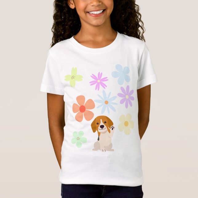 T-Shirt Doggie et fleurs (Devant)