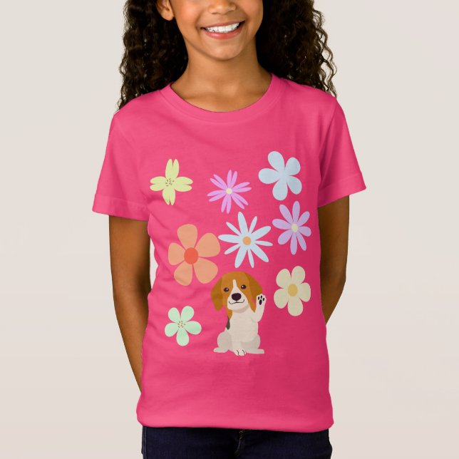 T-Shirt Doggie et fleurs (Devant)