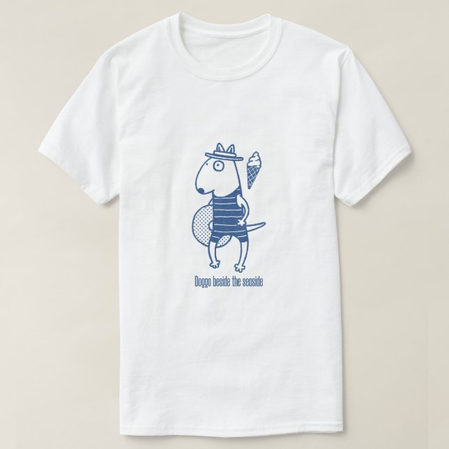 T-shirt Doggo beside the seaside: Blue (Design devant)