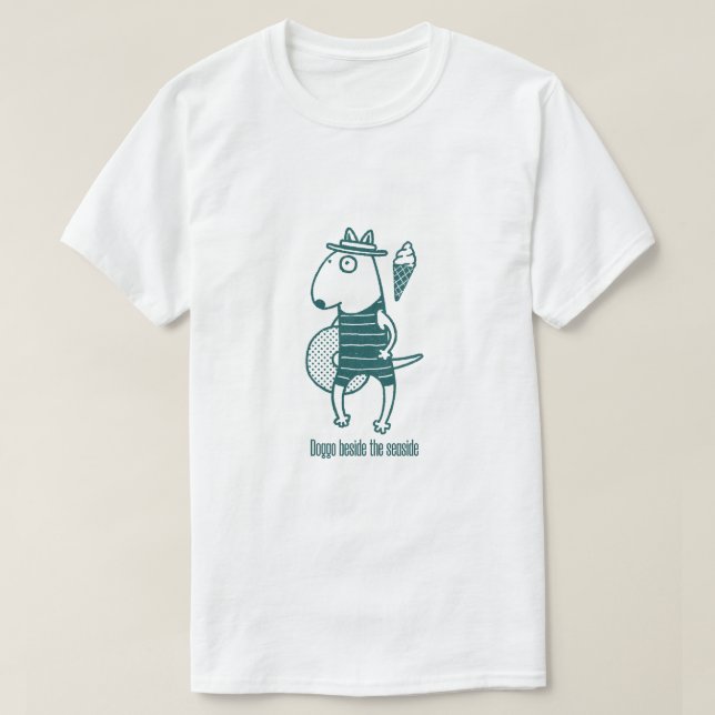 T-shirt Doggo beside the seaside: Green (Design devant)