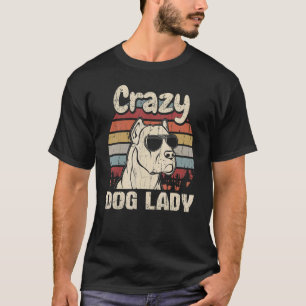 T-shirt Dogo Argentino fou chien dame Vintage da de la mèr