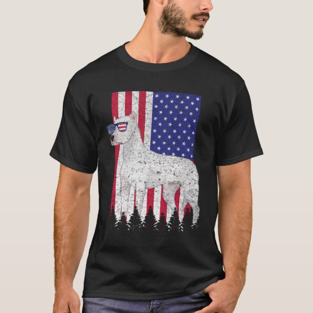 T-shirt Dogo Argentino Patriotic Dog Usa Pride American Fl (Devant)