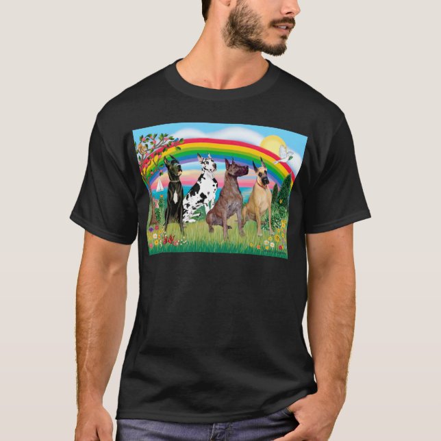 T-shirt Dogrands danois (quatre) - Rainbow Bright (Devant)