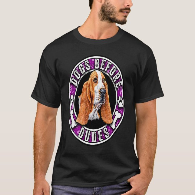 T-shirt Dogs Before Dudes Cute Basset hound Lover (Devant)