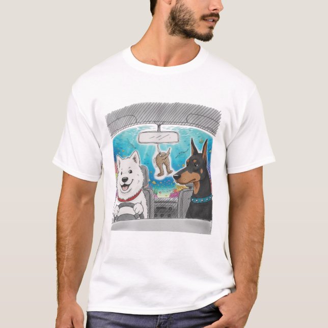 T-shirt Dogs Driving Underwater - Whimsical Surreal Art (Devant)