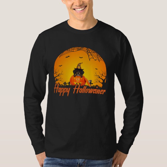 T-shirt Dogs  Happy Halloweiner Dachshund Halloween (Devant)
