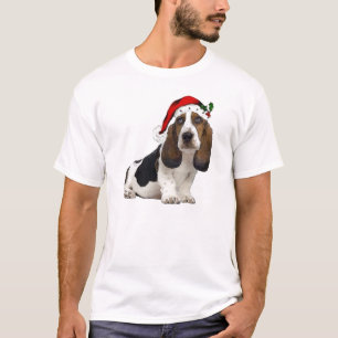 T-shirt Dogs~Original Ditzy Tee~Bassett Hound~Christmas
