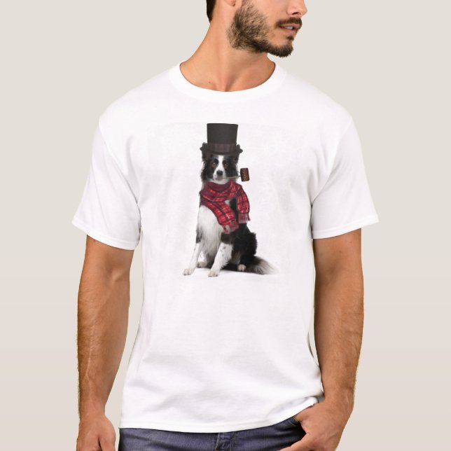 T-shirt Dogs~Original Ditzy Tee~Border Collie~Winter (Devant)