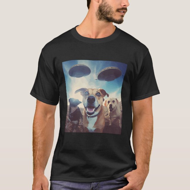 T-shirt Dogs Selfie with UFOs for Dog  and UFO (Devant)