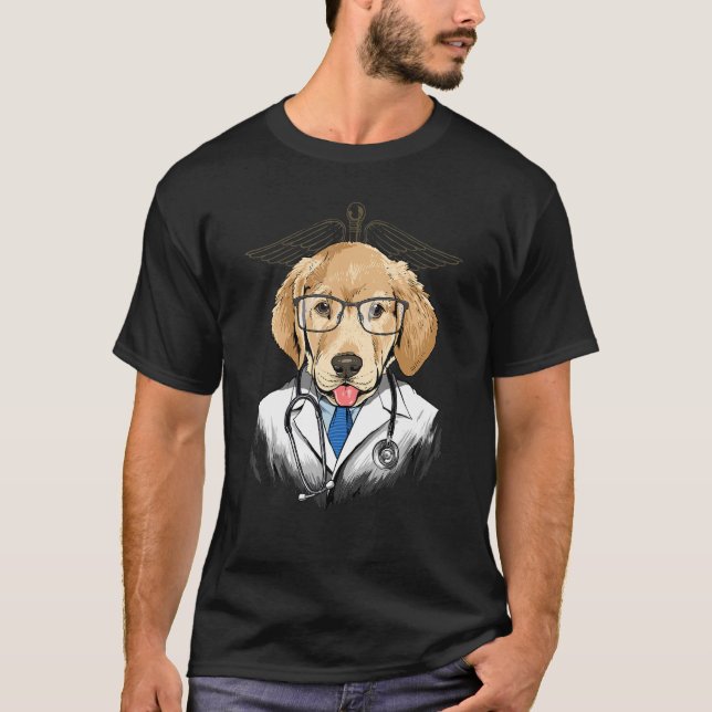 T-shirt Dogtor Labrador Retriever Vet Doctor Physician Pet (Devant)