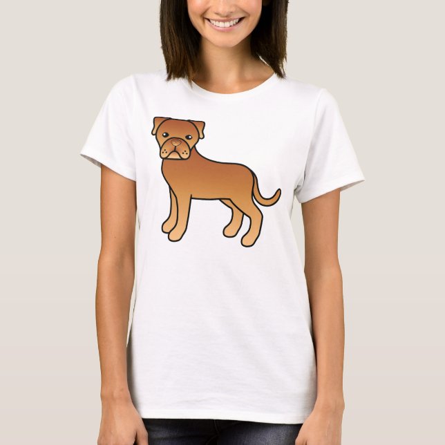 T-shirt Dogue De Bordeaux Chien De Dessin Animé Mignon (Devant)
