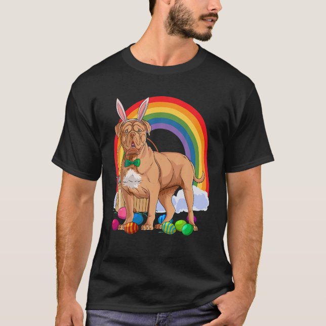 T-shirt Dogue De Bordeaux Oeufs De Pâques Lapin (Devant)