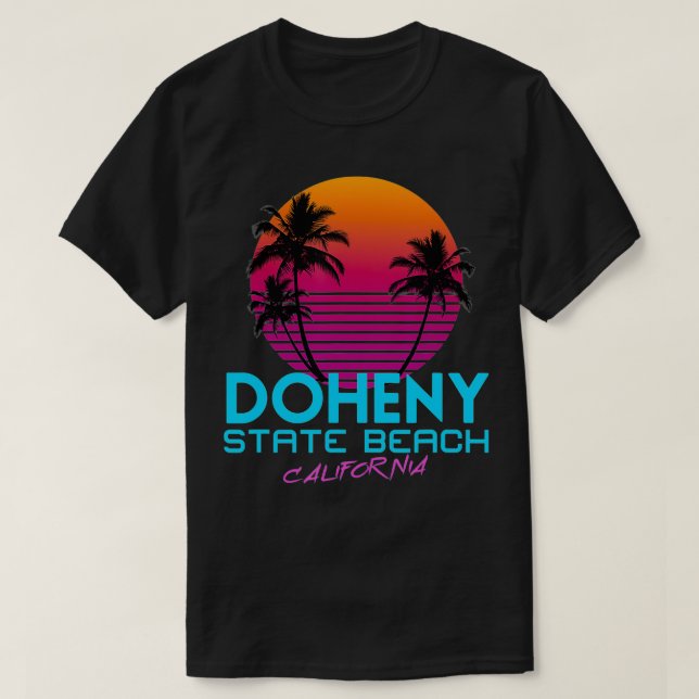 T-shirt Doheny State Beach California Retro 80s (Design devant)