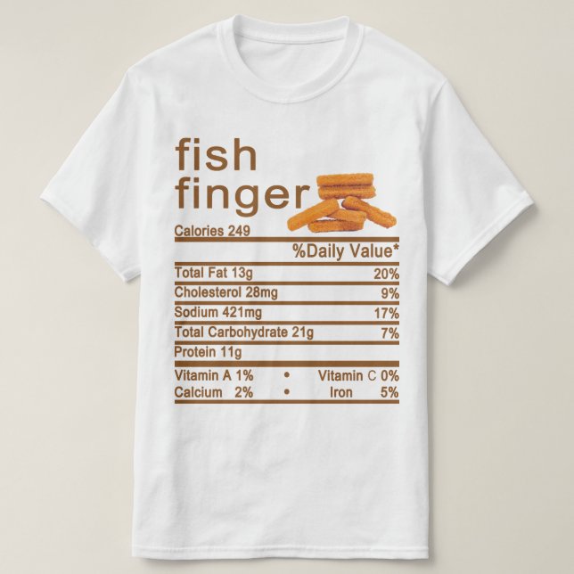 T-shirt doigt de poisson étiquette de la valeur nutritive (Design devant)