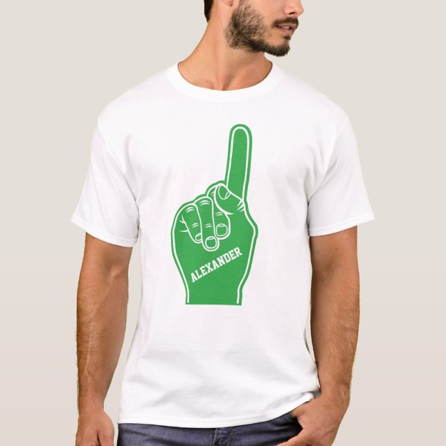T-shirt Doigt en mousse de sport vert personnalisé (Devant)