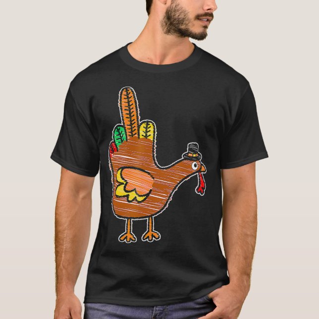 T-shirt Doigt moyen Thanksgiving Turquie Enfants Bird (Devant)