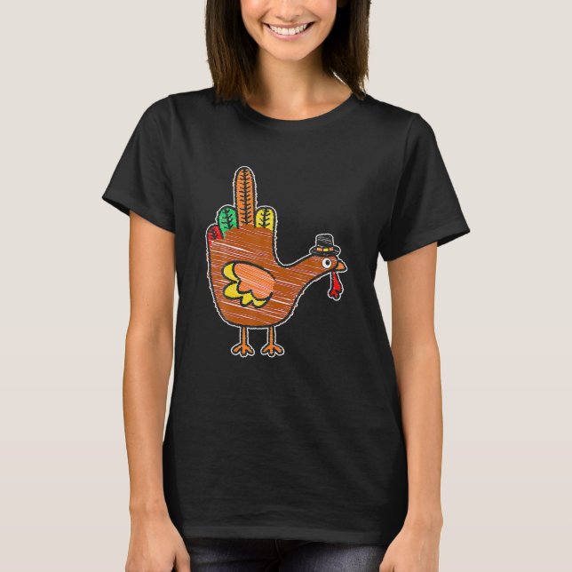 T-shirt Doigt moyen Thanksgiving Turquie Enfants Bird (Devant)