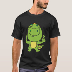 T-shirt Doigts croisés mignons Dinosaur Vert Dino Dino Luc