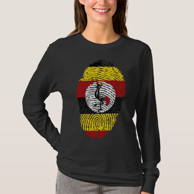 T-shirt Doigts d'héritage ougandais Femmes noires Longs (Devant)
