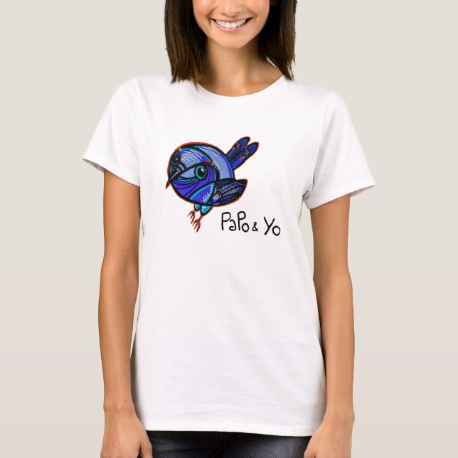 T-shirt d'oiseau de graffiti de Papo et de Yo (Devant)