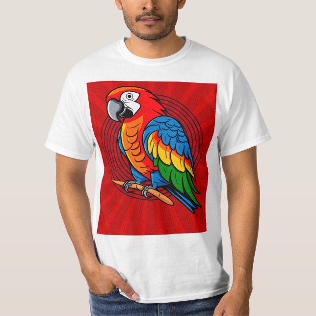 T-shirt d'oiseaux perroquets colorés (Devant)