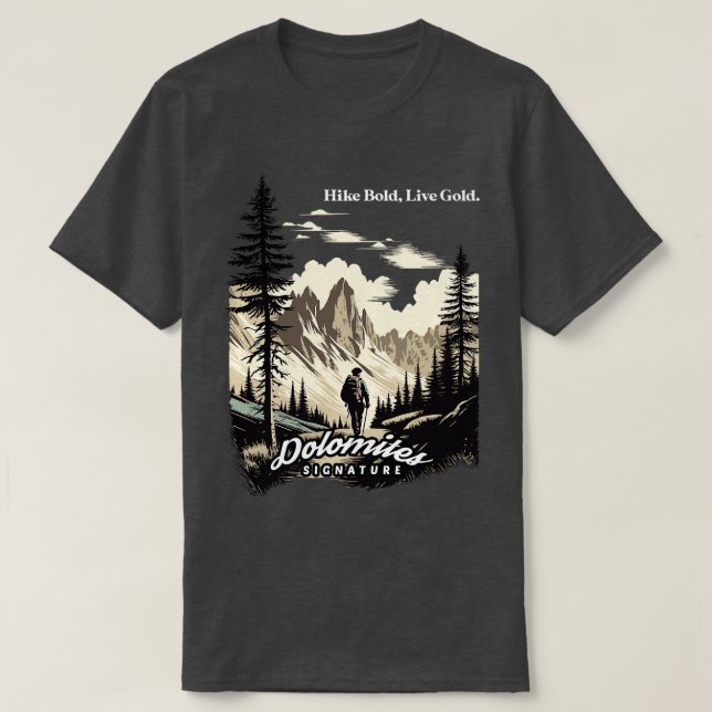T-shirt Dolomites Randonnée Hike Bold Live Gold (Design devant)